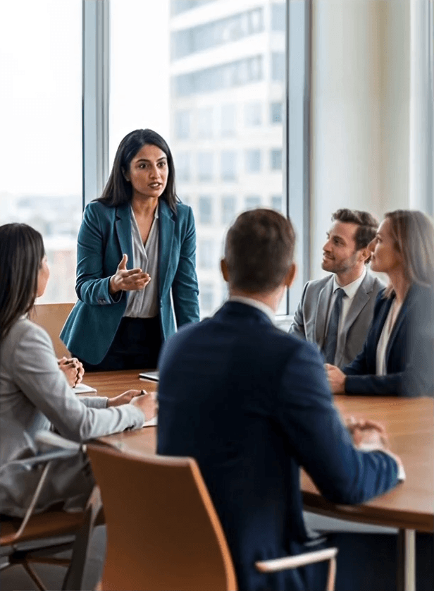 Woman presenting to colleagues